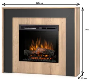 Obrazek Kominek elektryczny Zuni 28 jasny dąb/czarny