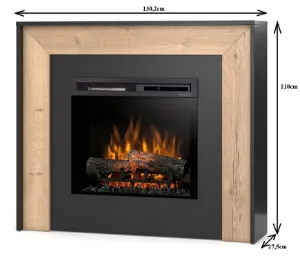 Obrazek Kominek elektryczny Zuni 28 czarny/jasny dąb