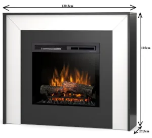 Obrazek Kominek elektryczny Zuni 28 czarny/biały