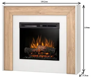 Obrazek Kominek elektryczny Zuni 28 biały/jasny dąb