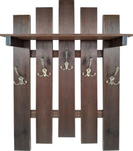Obrazek Wieszak z półką 5 metalowe uchwyty dąb