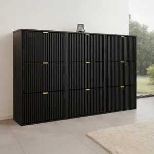 Obrazek Szafka Na Buty Laro Iii Stojąca Czarny/Czarny/ Złoty