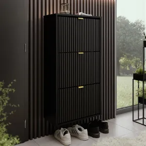 Obrazek Szafka Na Buty Laro I Wisząca Czarny/Czarny/ Złoty