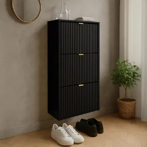 Obrazek Szafka Na Buty Laro I Wisząca Czarny/Czarny/ Złoty