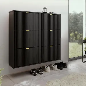 Obrazek Szafka Na Buty Laro Ii Wisząca Czarny/Czarny/ Złoty