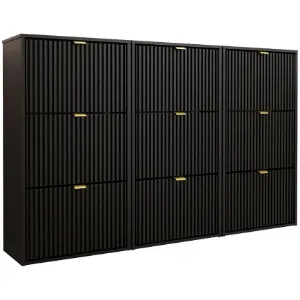 Obrazek Szafka Na Buty Laro Iii Wisząca Czarny/Czarny/ Złoty