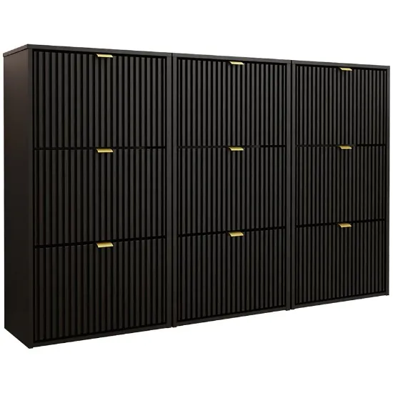 Obrazek Szafka Na Buty Laro Iii Wisząca Czarny/Czarny/ Złoty