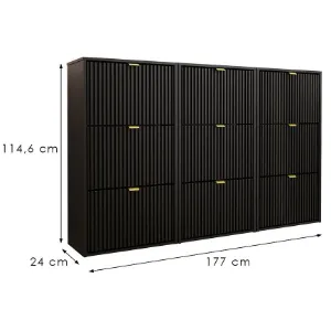 Obrazek Szafka Na Buty Laro Iii Wisząca Czarny/Czarny/ Złoty