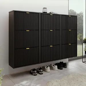 Obrazek Szafka Na Buty Laro Iii Wisząca Czarny/Czarny/ Złoty