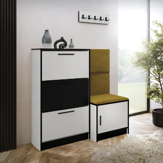 Obrazek Szafka Na Buty Kpl Foli Biały + Żółty (KRONOS 01)