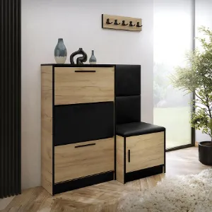 Obrazek Szafka Na Buty Kpl Foli Craft + Czarna Ekoskóra (MADRYT 1100)