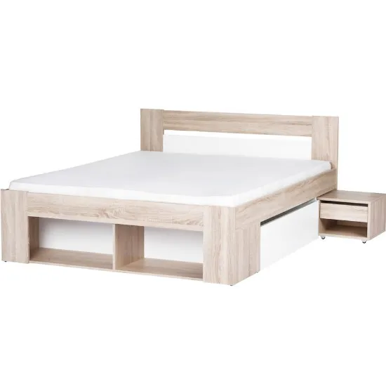 Obrazek Łóże 160 Szafki Nocne 2 Szt. 2SMilo 09 Dąb Sonoma 3D/B