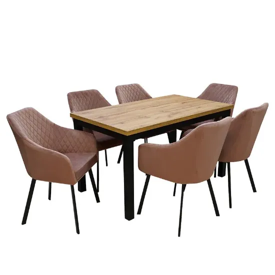 Obrazek Zestaw Stół I Krzesła 1+6 Flora wotan/czarny