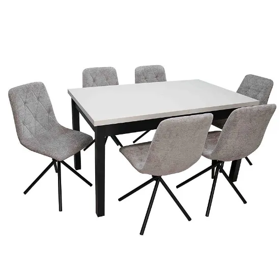 Obrazek Zestaw Stół I Krzesła 1+6 Juma kaszmir/czarny