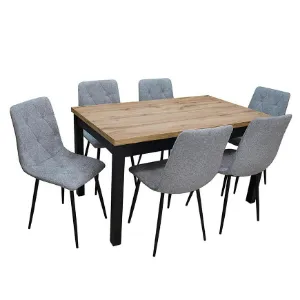 Obrazek Zestaw Stół I Krzesła 1+6 Jolita wotan/czarny