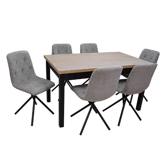 Obrazek Zestaw Stół I Krzesła 1+6 Justi cremona/czarny