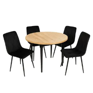 Obrazek Zestaw Stół I Krzesła 1+4 Bino artisan/czarny