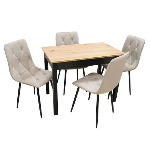 Obrazek Zestaw Stół I Krzesła 1+4 Larisa artisan/czarny