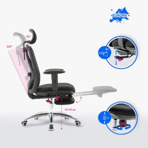 Obrazek Fotel Biurowy Angel Europa Z Podnóżkiem Czarny