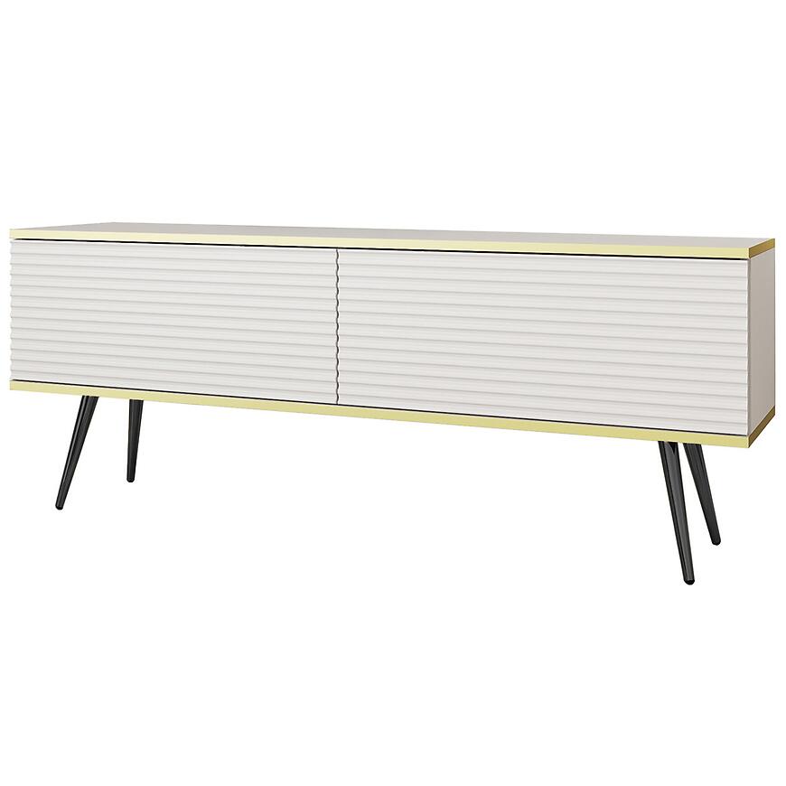 Szafka RTV Oro Mdf Ryfla 135 Biały+ Nogi Czarne