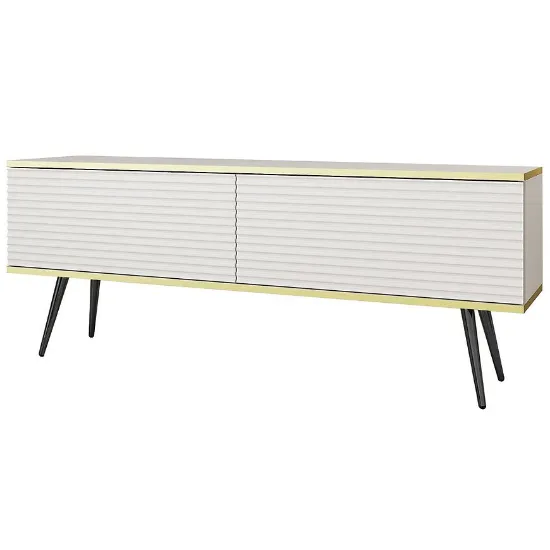 Obrazek Szafka RTV Oro Mdf Ryfla 135 Biały+ Nogi Czarne