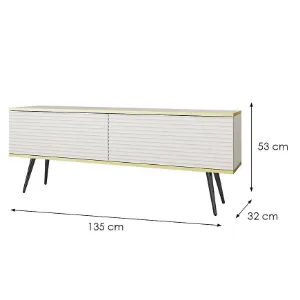 Obrazek Szafka RTV Oro Mdf Ryfla 135 Biały+ Nogi Czarne