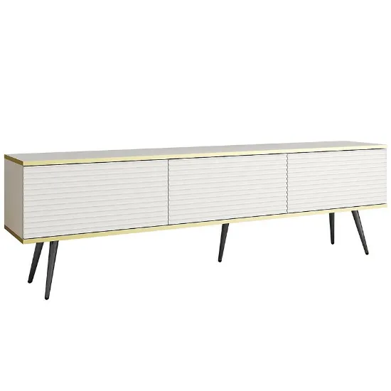 Obrazek Szafka RTV Oro Mdf Ryfla 175 Biały+ Nogi Czarne