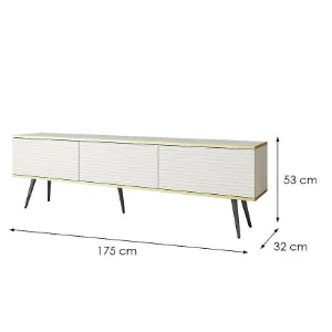 Obrazek Szafka RTV Oro Mdf Ryfla 175 Biały+ Nogi Czarne