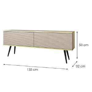 Obrazek Szafka RTV Oro Mdf Ryfla 135 Beż+ Nogi Czarne