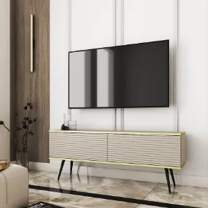 Obrazek Szafka RTV Oro Mdf Ryfla 135 Beż+ Nogi Czarne