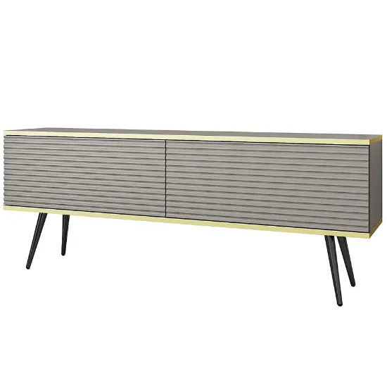 Obrazek Szafka RTV Oro Mdf Ryfla 135 Szary+ Nogi Czarne