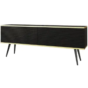 Obrazek Szafka RTV Oro Mdf Ryfla 135 Czarny+ Nogi Czarne