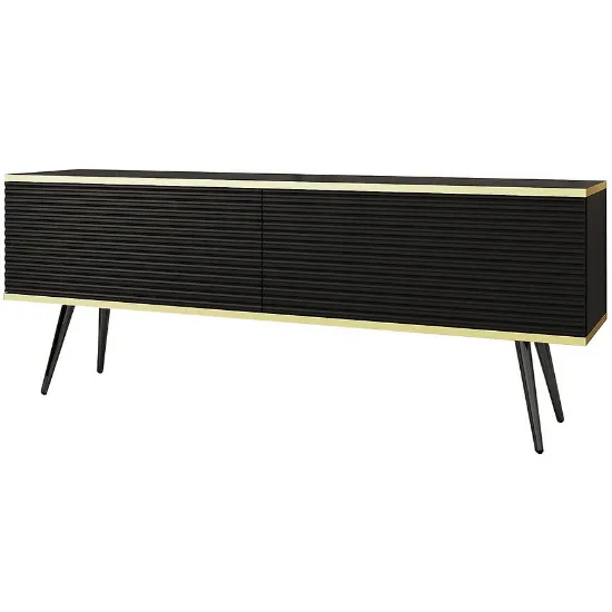 Obrazek Szafka RTV Oro Mdf Ryfla 135 Czarny+ Nogi Czarne