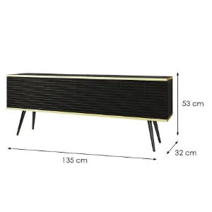 Obrazek Szafka RTV Oro Mdf Ryfla 135 Czarny+ Nogi Czarne
