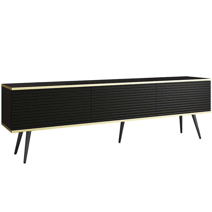 Szafka RTV Oro Mdf Ryfla 175 Czarny+ Nogi Czarne