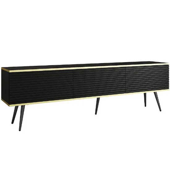 Obrazek Szafka RTV Oro Mdf Ryfla 175 Czarny+ Nogi Czarne