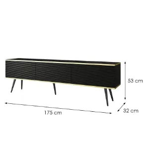 Obrazek Szafka RTV Oro Mdf Ryfla 175 Czarny+ Nogi Czarne
