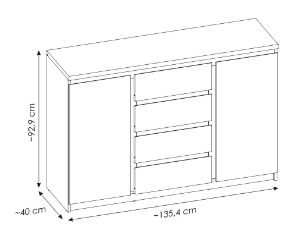 Obrazek Komoda dwudrzwiowa z szufladami Fribo FRIK03