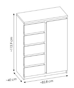 Obrazek Komoda jednodrzwiowa z szufladami Fribo FRIK01