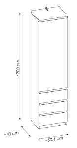 Obrazek Bieliźniarka jednodrzwiowa z szufladami Fribo FRIS01