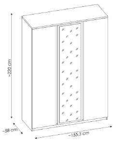 Obrazek Szafa z lustrem trzydrzwiowa Fribo FRIS03