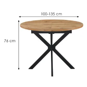 Obrazek Stół rozkładany Flint 100-135x100 naturalny/czarny