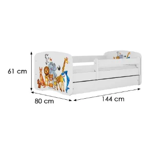 Obrazek Łóżko dziecięce Babydreams+SZ+M biały 70x140 zwierzęta