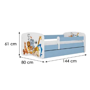 Obrazek Łóżko dziecięce Babydreams+SZ+M niebieski 70x140 zwierzęta