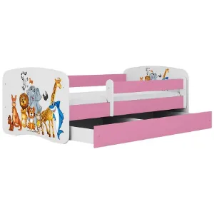 Obrazek Łóżko dziecięce Babydreams+SZ+M różowy 70x140 zwierzęta