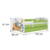 Obrazek Łóżko dziecięce Babydreams+SZ+M zielony 70x140 zwierzęta