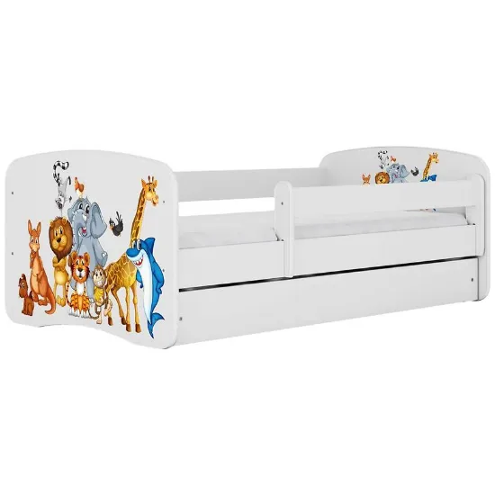 Obrazek Łóżko dziecięce Babydreams+SZ+M biały 80x160 zwierzęta