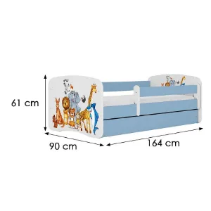 Obrazek Łóżko dziecięce Babydreams+SZ+M niebieski 80x160 zwierzęta
