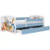 Obrazek Łóżko dziecięce Babydreams+SZ+M niebieski 80x160 zwierzęta