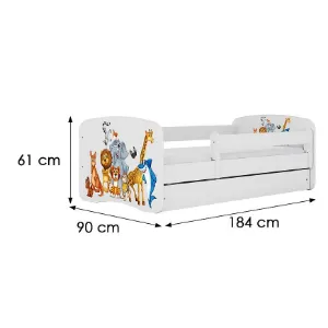 Obrazek Łóżko dziecięce Babydreams+SZ+M biały 80x180 zwierzęta
